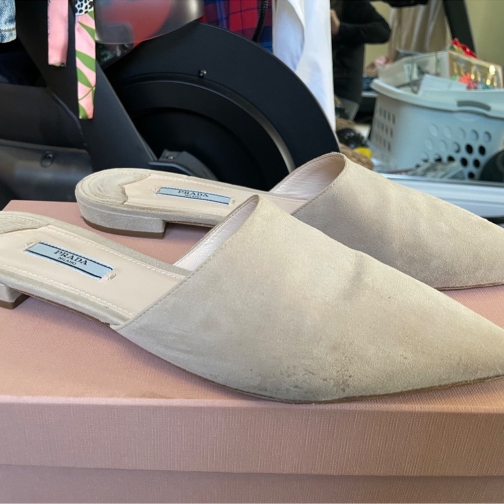 Prada Beige Suede Pointed Toe Mule Size EU 40 US 9-9.5